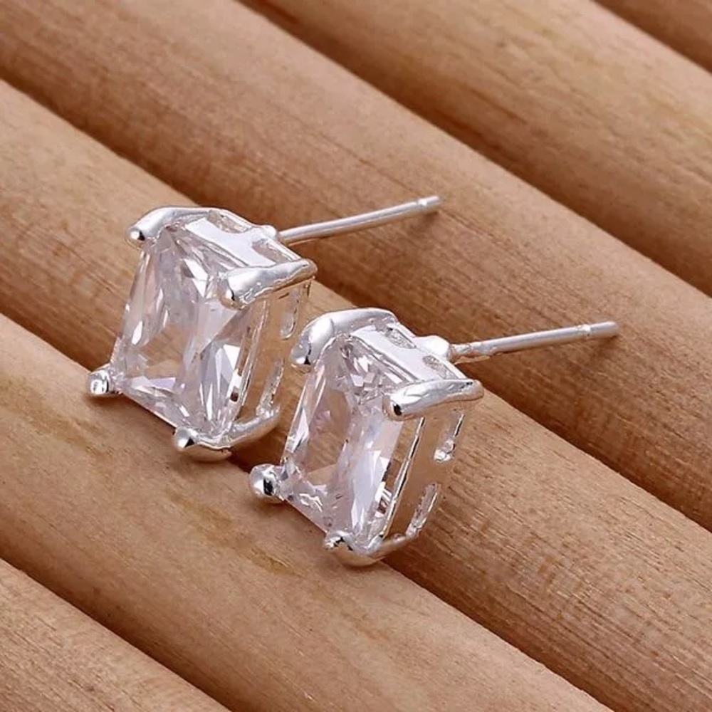 925 Rectangle Earrings - Picture 2 of 5